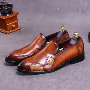Handmade cowhide men's casual leather shoes